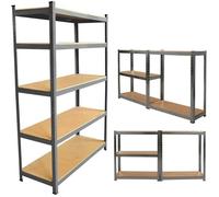 Etagère de rangement modulable et polyvalente pour atelier, 5 tablettes garage - 170x75x30cm - Galvanisé - Charge max 875kg