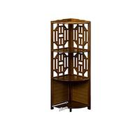 Étagère de rangement multicouche en bois massif - Cadre d'angle au sol - Support de fleurs en option (style : quatre couches)