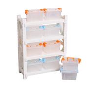 Étagère de rangement multicouche et boîte pour maison de poupée, blanc | Étagère d'exposition en plastique pour maison de poupée et boîte de rangement pour petites pièces et objets de collection