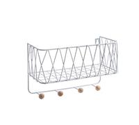 Étagère de rangement multifonctionnelle pour ranger de petits articles de salle de bain - Vous pouvez accrocher des sacs, des parapluies, des clés et d'autres articles - En fer forgé - Blanc - 35,5 cm