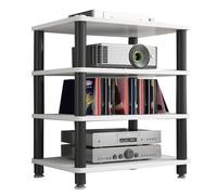 Étagère De Rangement Multimédia À 1 Ou 4 Niveaux avec Étagères, Support De Rangement Polyvalent pour Équipement Audio Tourne-Disque Imprimante Présentoir Livres(Blanc,60 * 40 * 70cm(4Tier))