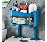 Étagère de rangement murale à 2 niveaux pour salle de bain avec tiroir, design sans perçage, solution d'économie d'espace, idéale pour les petites salles de bains et optimisation du rangement