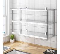 Étagère de rangement murale à 3 niveaux en acier inoxydable avec support de rangement robuste et polyvalent réglable pour micro-ondes, grille-pain et appareils de cuisine(3 - Layer 60x30x75cm)