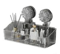 Étagère de rangement murale à ventouse pour salle de bain, sans perçage, pour douche, cuisine, étagère en plastique transparent avec forte tenue, sans outils (milieu)