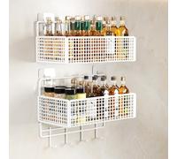 Étagère de rangement murale double couche - Panier suspendu pour cuisine et salle de bain Nizer Wire Support pour fruits et légumes 45 cm Design durable