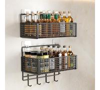 Étagère de rangement murale double couche - Panier suspendu pour cuisine et salle de bain Nizer Wire Support fruits et légumes 45 cm Solution peu encombrante