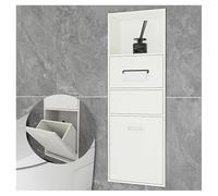 Étagère de rangement murale en acier inoxydable étanche - Pas de carrelage nécessaire - Économie d'espace - Pour salle de bain - Blanc - 86 x 30 x 14 cm