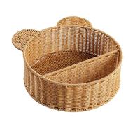 Étagère de rangement murale en rotin robuste avec oreilles d'ours pour organiser les accessoires et les jouets