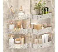 Étagère de rangement murale pour salle de bain, sans perçage nécessaire, organisateur de toilette de luxe transparent, convient pour les accessoires de salle de bain rectangulairetransparent,Gris rect