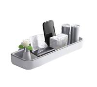Étagère de rangement murale pour toilettes, étagère adhésive sans perçage, design ABS peu encombrant, idéal pour les cosmétiques et les principes de salle de bain, 25,4 cm, blanc
