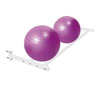 Étagère de rangement murale réglable de 122 à 243 cm de large en métal robuste pour yoga, exercice, basket-ball et ballons de football | Organiseur de salle de sport à domicile (blanc, largeur 124 cm)