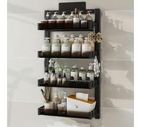 Étagère de rangement murale réglable pour salle de bain avec crochets sans perçage pour maximiser l'espace et désencombrer votre salle de bain (options de couleur)