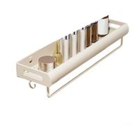 Étagère de rangement murale sans perçage en acier au carbone pour douche, toilettes et balcon, organiseur amovible sans perçage (50 cm) Blanc crème