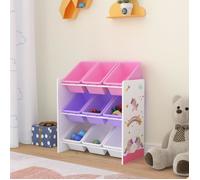 Étagère de rangement Muxía pour enfant avec 9 bacs ouverts blanc violet rose