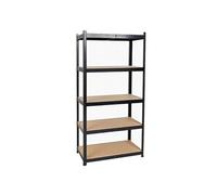 Etagère de Rangement Noire 90 x 40 x H180cm - Rayonnage Métal Haute qualité 5 Plateaux Charges lourdes 1500kg