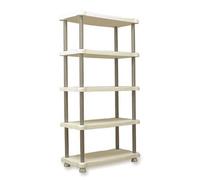 Etagère de rangement - PLASTIKEN - 5 plateaux - Résine - 30kg/plateau - H 184 x L 88 x P 44cm - Beige et taupe