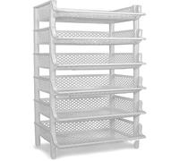 Étagère de rangement plastique ARTECSIS - 6 niveaux modulables - 120x50x40 cm - 10 kg/niveau, Gris granite - panier de rangement.