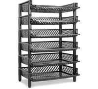 Étagère de rangement plastique ARTECSIS - 6 niveaux modulables - 120x50x40 cm (LxlxH) - 10 kg/niveau, Noir - panier de rangement.