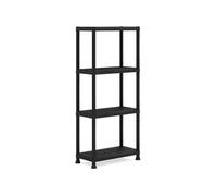 Keter Étagère Plus 60/40 – Facile à monter, Ajustable, Pieds surélevés – 60 x 30 x 135 cm Noir