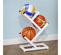 Étagère de rangement pour basket-ball d'intérieur - Verticale - En fer - Double face - Économie d'espace - Solution de rangement pour ballons de basket-ball et plus encore
