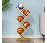 Étagère de rangement pour basket-ball d'intérieur verticale en fer pour ballons de sport, étagère double face pour basket-ball, support de matériel de sport durable et peu encombrant