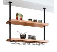 Étagère de rangement pour bouteilles de vin et bar - 2 niveaux flottants pour casseroles et poêles - Disponible en 60 cm/80 cm/100 cm/120 cm (60 x 25 x 70 cm)