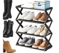 Étagère de rangement pour chaussures - Organiseur de chaussures multi-niveaux - Étagère d'entrée compacte - Cadre en métal solide et robuste - Rangement ménager léger et peu encombrant pour le cuir