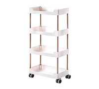 Étagère de rangement pour cuisine - Chariot de rangement fin à 4 niveaux coulissants - Chariot utilitaire roulant - Étagère mobile avec 4 paniers de rangement