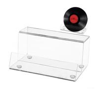 Étagère de rangement pour disques vinyles en acrylique noir - Support de bureau pour CD, albums, disques, collection de musique décorative pour la maison et le studio (transparent)