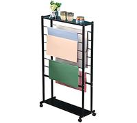 Étagère de rangement pour écharpes avec roues - 7 niveaux - Support double face pour magasin de fleurs, papier d'emballage à roulettes, rubans, support mural vertical en métal, solution d'économie