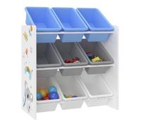 Étagère de rangement pour enfant avec 9 bacs ouverts blanc / gris / bleu 03_0006986