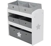 Étagère de Rangement pour Jouets - ROBA - Stars - Blanc/Gris - Boîtes en Tissu