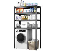 Étagère de rangement pour lave-linge et sèche-linge, kit d'empilage réglable en hauteur pour machine à laver, sèche-linge, étagère de rangement pour machine à laver (80 x 50 x 183 cm, noir)