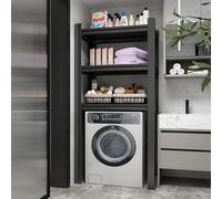 Étagère de rangement pour lave-linge et sèche-linge, kit d'empilage réglable en hauteur pour machine à laver, sèche-linge, étagère de rangement pour machine à laver (70 x 40 x 160 cm, noir)