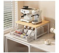 Etagère de Rangement pour Machine à Café,Support de Table à Micro-Ondes à 2 Niveaux Avec Tiroir Coulissant,Support de Rangement pour Imprimante de Comptoir, Pour Le Garde-Manger ou le Bureau (White)