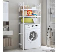 Étagère de rangement pour machine à laver - Support de sèche-linge avec crochets pour machine à laver - Kit d'empilage pour buanderie et appartement Solution peu encombrante