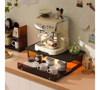 Étagère de rangement pour micro-ondes en acrylique avec tiroir extractible, convient pour les cuisines, les bureaux et les bars à café (marron, 33 cm)