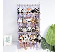 Étagère De Rangement Pour Peluches À 4 Niveaux - 105 Cm, Support Mural Suspendu | Organisateur En Maçramé Bohème, Hamac Ajustable En Hauteur Pour Chambre, Nurserie, Chambre D’Enfantš Et Présentation D