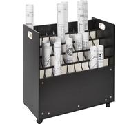 Étagère de rangement pour plans VEVOR, armoire de rangement mobile pour plans avec 50 compartiments, chariot d'organisation de classeurs à roulettes en bois pour plans de construction, cartes, affiche