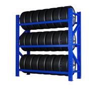 Étagère de rangement pour pneus robuste - Support réglable en acier pour ateliers de réparation automobile et garages - Capacité de charge de 499 kg - Bleu - 200 x 50 x 200 cm - Optimise l'espace