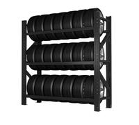 Étagère de rangement pour pneus robuste - Support réglable en acier pour ateliers de réparation automobile et garages - Capacité de 500 kg - Noir - 200 x 60 x 200 cm - Pneus de nize efficacement