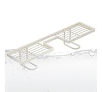 Étagère de rangement pour robinet, support d'évier en acier au carbone, 49 x 11 x 8,5 cm, organisateur de robinet de cuisine, étagère de rangement de salle de bain, plateau de montage sans perçage
