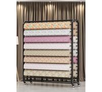 Étagère de rangement pour rouleaux de tissu avec barre de suspension réglable, grande capacité, en acier robuste et à roulettes, pour bobines de vinyle, rouleaux de cuir, papier peint ou fil