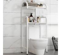 Étagère de rangement pour salle de bain au-dessus des toilettes - Économie d'espace - Facile à installer - En plastique écologique - Blanc - 2 niveaux pour décoration d'intérieur