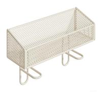 Étagère de rangement pour salle de bain avec grille ventilée pour les petits espaces, installation sans perçage, couleur blanc crème, 35 x 13 x 12 cm