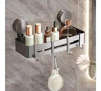 Étagère de rangement pour salle de bain,Étagère Douche Ventouse Sans Perçage - Organisateur Salle de Bain Amovible avec 4 Crochets, ,Réutilisable,Convient pour le verre de salle de bain, la cuisine