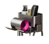 Étagère de rangement pour sèche-cheveux avec support de câble pour une installation étanche sans perçage, organisateur compact pour sèche-cheveux et cordons, adapté pour la maison et le salon (gris