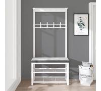 Étagère de rangement, présentoir pour commerce de détail, étagère à snacks, présentoir métallique, porte-manteau autoportant avec banc, crochets et rangement pour chaussures - Meuble d'entré