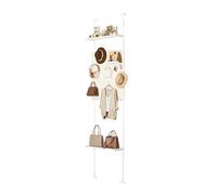 Étagère de rangement réglable du sol au plafond avec étagères et panneaux perforés - Vêtements hauts et étroits pour petits espaces parfaits derrière une porte de 77 cm de hauteur
