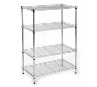 Étagère de rangement réglable en acier inoxydable robuste - 4 niveaux pour cuisine, garage ou bureau - Étagère métallique polyvalente pour une efficacité de stockage maximale